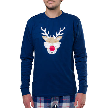 Pigiama natalizio blu da uomo con renna, Abbigliamento Uomo, SKU o936000155, Immagine 0